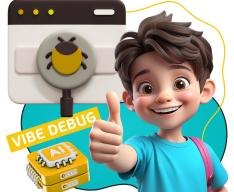 Тестирование & Vibe Debug. Охотники за багами - КИБЕРшкола программирования для детей, компьютерные курсы для школьников, начинающих и подростков - KIBERone г. Новоалтайск